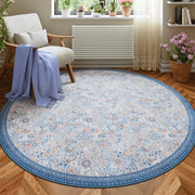 Floral Non-Slip Vintage Washable Area Rug navy Blue Soft & Stain Resistant
