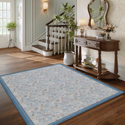 Floral Non-Slip Vintage Washable Area Rug navy Blue Soft & Stain Resistant