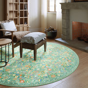 Vintage Washable Soft & Stain Resistant Floral Area Rug Sage Green Non-Slip