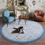 Floral Non-Slip Vintage Washable Area Rug navy Blue Soft & Stain Resistant