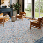 Floral Non-Slip Vintage Washable Area Rug navy Blue Soft & Stain Resistant