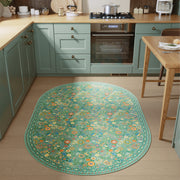 Vintage Washable Soft & Stain Resistant Floral Area Rug Sage Green Non-Slip