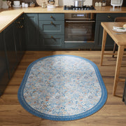 Floral Non-Slip Vintage Washable Area Rug navy Blue Soft & Stain Resistant