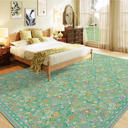 Vintage Washable Soft & Stain Resistant Floral Area Rug Sage Green Non-Slip