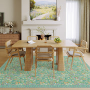 Vintage Washable Soft & Stain Resistant Floral Area Rug Sage Green Non-Slip