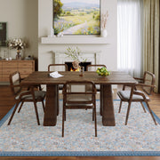 Floral Non-Slip Vintage Washable Area Rug navy Blue Soft & Stain Resistant