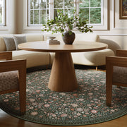 Washable Vintage Soft Low Pile Floral Area Rug Dark Green