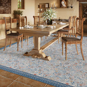 Floral Non-Slip Vintage Washable Area Rug navy Blue Soft & Stain Resistant