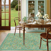 Vintage Washable Soft & Stain Resistant Floral Area Rug Sage Green Non-Slip