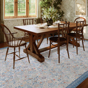 Floral Non-Slip Vintage Washable Area Rug navy Blue Soft & Stain Resistant