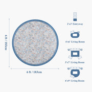 Floral Non-Slip Vintage Washable Area Rug navy Blue Soft & Stain Resistant