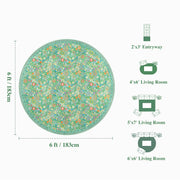 Vintage Washable Soft & Stain Resistant Floral Area Rug Sage Green Non-Slip