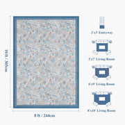 Floral Non-Slip Vintage Washable Area Rug navy Blue Soft & Stain Resistant