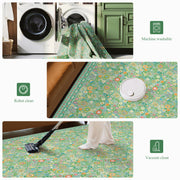 Vintage Washable Soft & Stain Resistant Floral Area Rug Sage Green Non-Slip