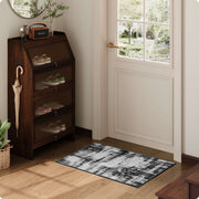 Black Minimalist Modern Door Mat Washable Non-Slip Low Pile Indoor Rug