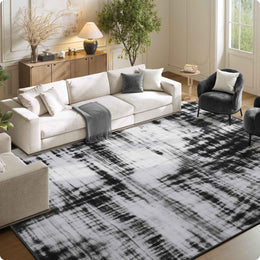 Black Minimalist Modern Door Mat Washable Non-Slip Low Pile Indoor Rug