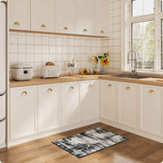 Black Minimalist Modern Door Mat Washable Non-Slip Low Pile Indoor Rug