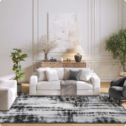 Black Minimalist Modern Door Mat Washable Non-Slip Low Pile Indoor Rug