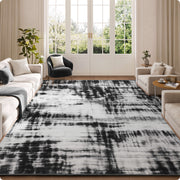 Black Minimalist Modern Door Mat Washable Non-Slip Low Pile Indoor Rug