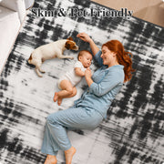 Black Minimalist Modern Door Mat Washable Non-Slip Low Pile Indoor Rug