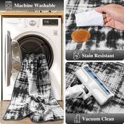 Black Minimalist Modern Door Mat Washable Non-Slip Low Pile Indoor Rug