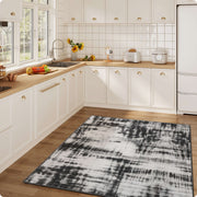 Black Minimalist Modern Door Mat Washable Non-Slip Low Pile Indoor Rug