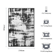 Black Minimalist Modern Door Mat Washable Non-Slip Low Pile Indoor Rug