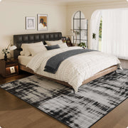 Black Minimalist Modern Door Mat Washable Non-Slip Low Pile Indoor Rug