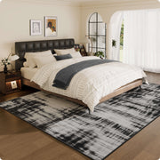 Black Minimalist Modern Door Mat Washable Non-Slip Low Pile Indoor Rug