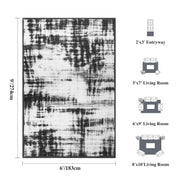 Black Minimalist Modern Door Mat Washable Non-Slip Low Pile Indoor Rug