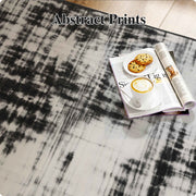 Black Minimalist Modern Door Mat Washable Non-Slip Low Pile Indoor Rug