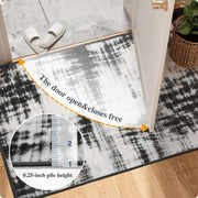 Black Minimalist Modern Door Mat Washable Non-Slip Low Pile Indoor Rug