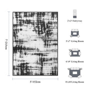 Black Minimalist Modern Door Mat Washable Non-Slip Low Pile Indoor Rug