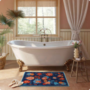 Blue Floral Area Rug Non-Slip Washable Soft and Stain Resistant Boho Carpet