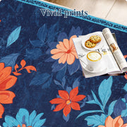 Blue Floral Area Rug Non-Slip Washable Soft and Stain Resistant Boho Carpet