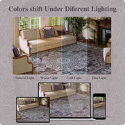 Brown Vintage Area Rug Machine Washable Durable Low Pile Non-Slip Carpet