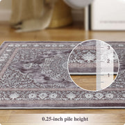 Brown Vintage Area Rug Machine Washable Durable Low Pile Non-Slip Carpet