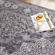 Brown Vintage Area Rug Machine Washable Durable Low Pile Non-Slip Carpet