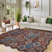 Caramel Scalloped Soft Moroccan Rug Washable Ultra-Thin Non-Slip Carpet