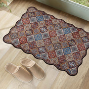 Caramel Scalloped Soft Moroccan Rug Washable Ultra-Thin Non-Slip Carpet