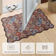 Caramel Scalloped Soft Moroccan Rug Washable Ultra-Thin Non-Slip Carpet