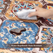 Caramel Scalloped Soft Moroccan Rug Washable Ultra-Thin Non-Slip Carpet