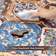 Caramel Scalloped Soft Moroccan Rug Washable Ultra-Thin Non-Slip Carpet