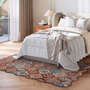 Caramel Scalloped Soft Moroccan Rug Washable Ultra-Thin Non-Slip Carpet