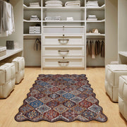 Caramel Scalloped Soft Moroccan Rug Washable Ultra-Thin Non-Slip Carpet