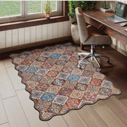 Caramel Scalloped Soft Moroccan Rug Washable Ultra-Thin Non-Slip Carpet