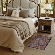 Caramel Scalloped Soft Moroccan Rug Washable Ultra-Thin Non-Slip Carpet