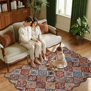 Caramel Scalloped Soft Moroccan Rug Washable Ultra-Thin Non-Slip Carpet