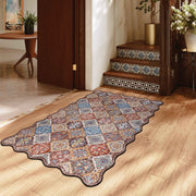 Caramel Scalloped Soft Moroccan Rug Washable Ultra-Thin Non-Slip Carpet