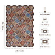 Caramel Scalloped Soft Moroccan Rug Washable Ultra-Thin Non-Slip Carpet